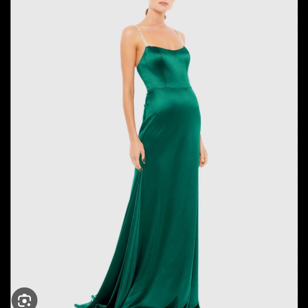 Mac Duggal Leena Dress (Emerald Green with Crystal Straps) And Custom Belt